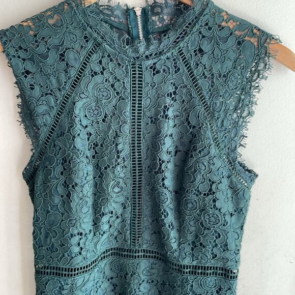 Bardot Lace Panel Sheath Dress Forest Green - Picture 7 of 16